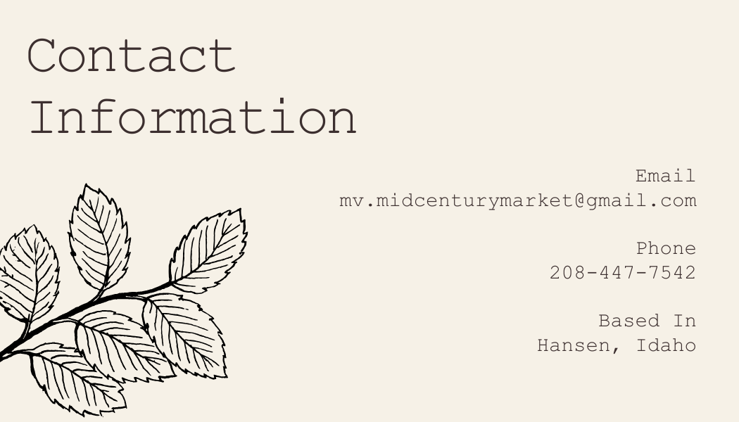 Midcentury Market Contact Card